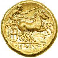 Kingdom of Macedon. Philip II, 359-336 BC. Gold Stater (8.58 g) minted at Amphipolis, c. 340-328 BC. EF - 2