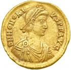 Honorius, AD 393-423. Gold Solidus (4.46 g) minted at Ravenna after AD 402. AEF