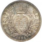 San Marino. 5 Lire, 1898-R. NGC MS62