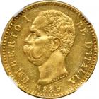 Italy. 20 Lire, 1889-R. NGC AU58