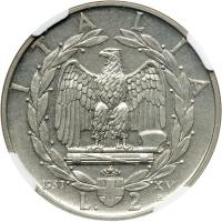 Italy. 2 Lire, 1937-R. NGC MS64 - 2