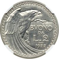 Italy. Prova 2 Lire, 1922-R. NGC MS65 - 2