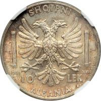Albania. 10 Lek, 1939-R. NGC MS66 - 2