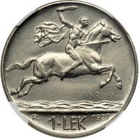 Albania. Prova Lek, 1927-R. NGC MS66 - 2