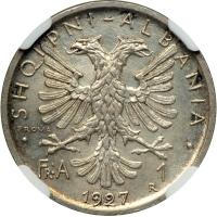 Albania. Prova Frang Ari, 1927-R. NGC MS64 - 2