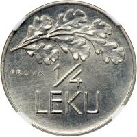 Albania. Prova &frac14; Lek, 1927-R. NGC MS66 - 2