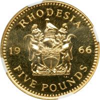 Rhodesia. 5 Pounds, 1966. NGC PF63 - 2