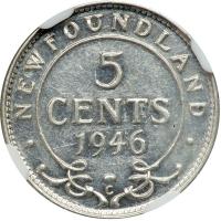 Newfoundland. 5 Cents, 1946-C. NGC AU55 - 2
