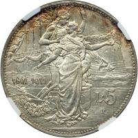 Italy. 5 Lire, 1911-R. NGC AU58 - 2