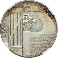 Italy. 20 Lire, 1928-R. NGC EF - 2