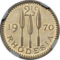 Rhodesia. 2 &frac12; Cents, 1970. NGC PF64 - 2