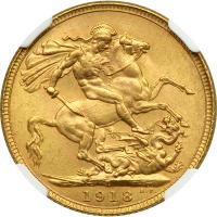 British India. Sovereign, 1918-I. NGC MS64 - 2