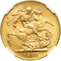 British India. Sovereign, 1918-I. NGC MS64 - 2