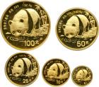 China. Panda Proof Set: 100, 50, 25, 10 and 5 Yuan, 1987. PF