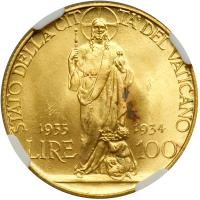 Italian States - Papal/Roman States. 100 Lire, 1933 (1934). MS64 - 2