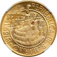 San Marino. 10 Scudi, 1978. NGC MS64 - 2
