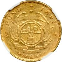 South Africa. &frac12; Pond, 1897. NGC EF45 - 2