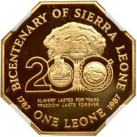 Sierra Leone. Leone, 1987. NGC PF67 - 2