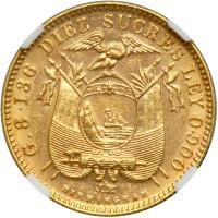 Ecuador. 10 Sucres, 1899-JM (Birmingham). NGC AU55 - 2
