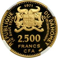 Dahomey. 2500 Francs, 1971. NGC PF68 - 2