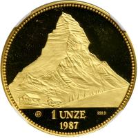 Switzerland. Unze (Ounce), 1987. NGC PF67 - 2