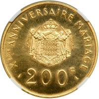 Monaco. 200 Francs, 1966. NGC MS66 - 2