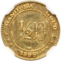 Canada & Provinces - Manitoba. Gold &frac12; Dollar Token, 1898. NGC MS65 - 2