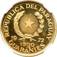 Paraguay. 1500 Guaranies, 1972. NGC PF65 - 2