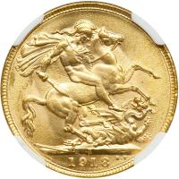 British India. Sovereign, 1918-I. NGC MS64 - 2