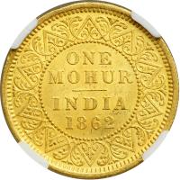 British India. Mohur, 1862-C. NGC MS61 - 2