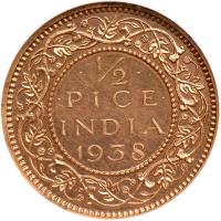 British India. ½ Pice, 1938-C. NGC MS63 - 2