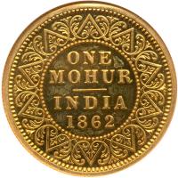 British India. Restrike Gold Mohur, 1862-C. NGC MS64 - 2