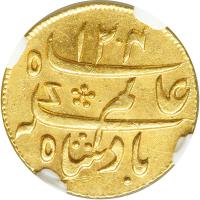 Bengal Presidency. &frac14; Mohur, AH1204 (1793). NGC AU58 - 2