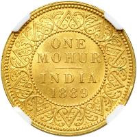 British India. Mohur, 1889-C. NGC MS63 - 2