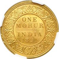 British India. Mohur, 1891-C. NGC MS63 - 2