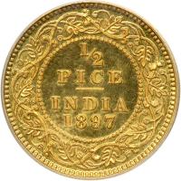 British India. Proof Restrike Half Pice in gold, 1897. PCGS PF63 - 2