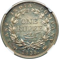 British India. Restrike Rupee, 1835-C. NGC MS64 - 2