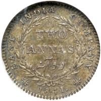 British India. 2 Annas, 1841-M. NGC MS61 - 2