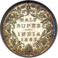 British India. ½ Rupee, 1862-B. NGC MS64 - 2