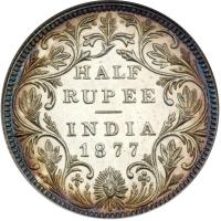 British India. ½ Rupee, 1877-C. NGC MS64 - 2