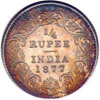 British India. ¼ Rupee, 1877-C. NGC MS64 - 2