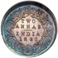 British India. 2 Annas, 1862-B. NGC MS63 - 2