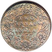 British India. 2 Annas, 1877-C. NGC MS65 - 2