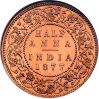 British India. ½ Anna, 1877-C. NGC MS64 - 2