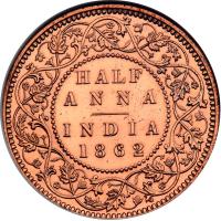 British India. ½ Anna, 1862-C. NGC MS62 - 2