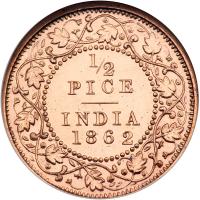 British India. ½ Pice, 1862-C. NGC MS63 - 2