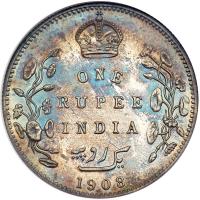 British India. Rupee, 1908-B. NGC MS64 - 2