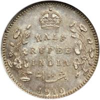 British India. ½ Rupee, 1910-C. NGC MS62 - 2