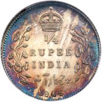 British India. ¼ Rupee, 1906-C. NGC MS66 - 2