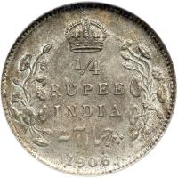 British India. ¼ Rupee, 1906-C. NGC MS63 - 2